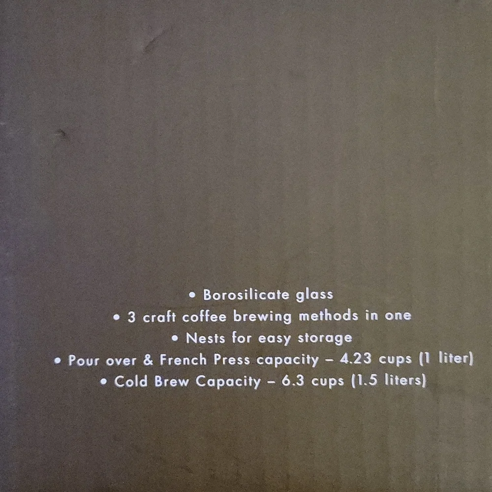 Hotel Collection 3 in 1 Cold Brewer Kit Pour over French Press 1.5 liter…New